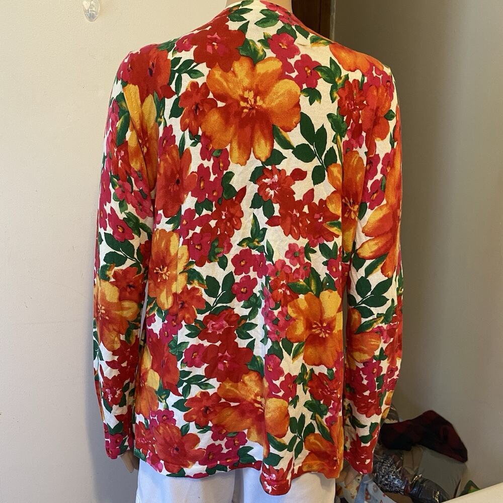 Jones NewYork Signature Women L ShelfTank Cardigan LongSleeve Floral Soft Casual - Picture 10 of 11